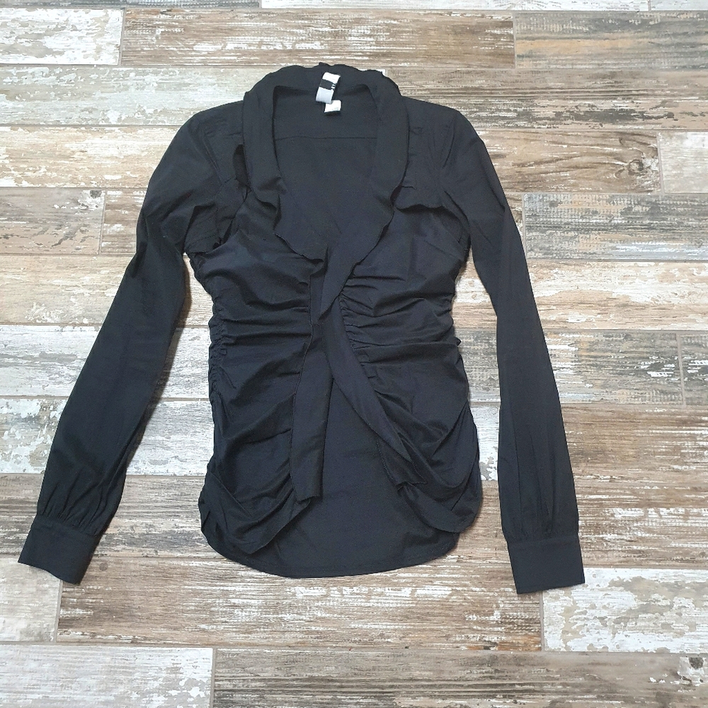 Black ruffled shirt